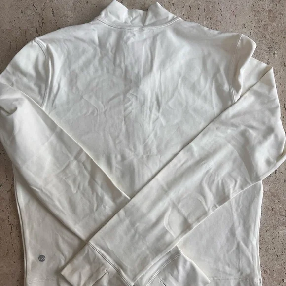 CRZ YOGA Butterluxe Cropped Full Zip Athletic Jacket White Apricot Women’s Large - Picture 5 of 6